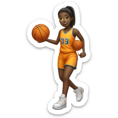 Girl in platform shoes playing basketball sticker