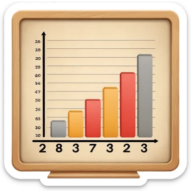 a board with a paper, the paper has bar graph in it, in neutral color sticker