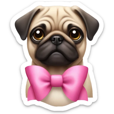 pug with a pink bow sticker