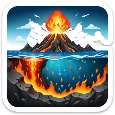 Seafloor spreading with tectonic plates moving apart and magma rising between them sticker