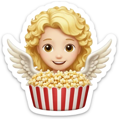 popcorn , with smily face angel sticker