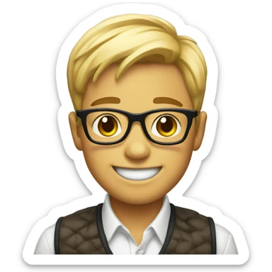 smiling boy in stylish attire sticker