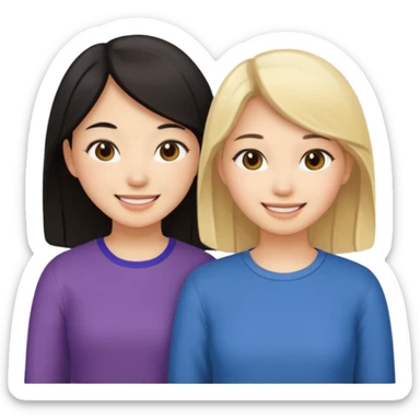 Two girl best friends one Asian the other blonde sticker