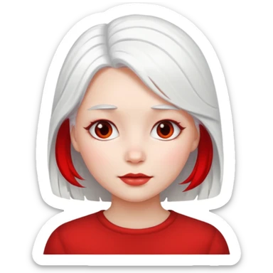 Girl with white hair, white skin, red and warm cheeks  sticker