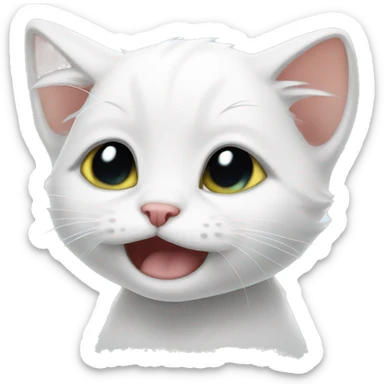 White Kitten crying sticker