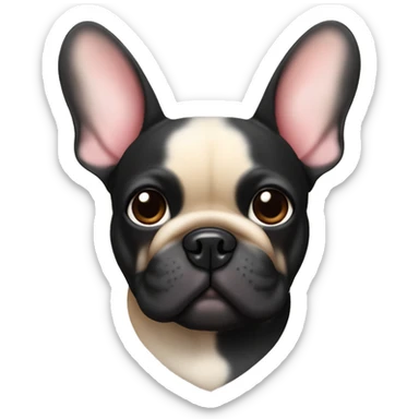 French bulldog with black body and ears and tan paws and belly with heart eyes sticker