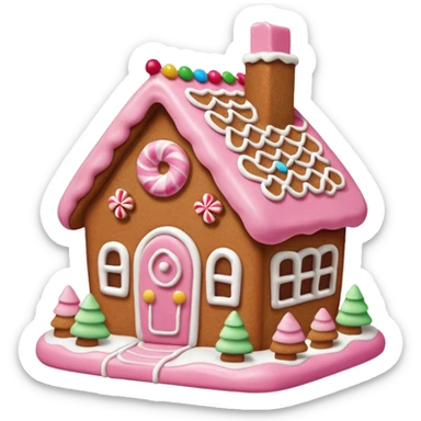 Gingerbread house pink sticker