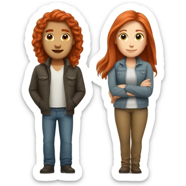Red haired couple woman with long hair sticker