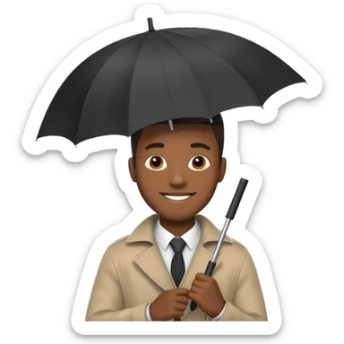 black man holding umbrella sticker