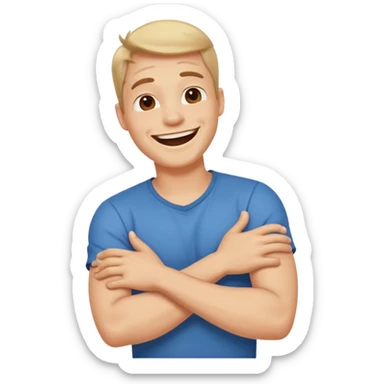 arms crossed holding neck laughing guy  sticker