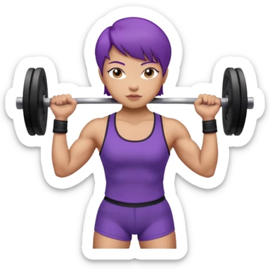weight lifting female short purple hair asian sticker