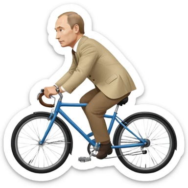 Vladimir Putin riding a bicycle from side view sticker
