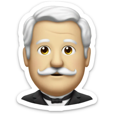 white elderly fat man with a mustache in a 19th century suit sticker