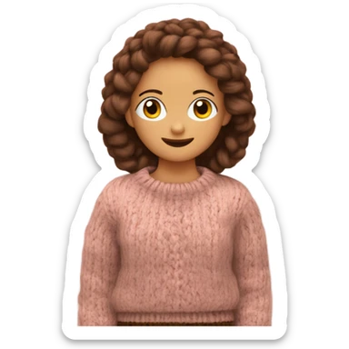 cozy knitted pink brown sweater sticker