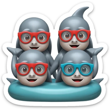 4 dolphins watching a horror film sticker