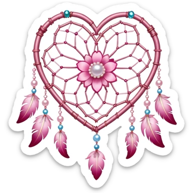 Sakura flower heart Cœur pastel suncatchers gemstones beadspearls crystals dreamcatcher sticker