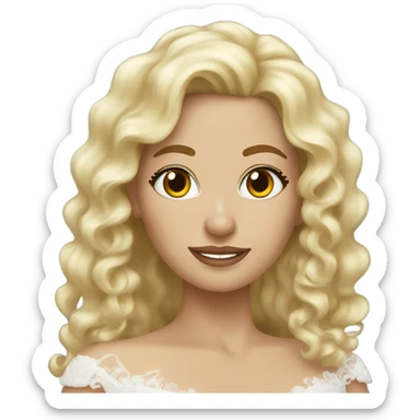 Long curly hair blonde bride sticker