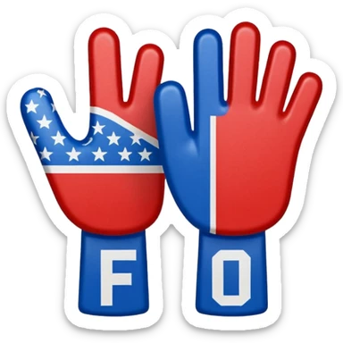 sports foam finger american football blue (#00A3E0) and red (#F9423A) sticker