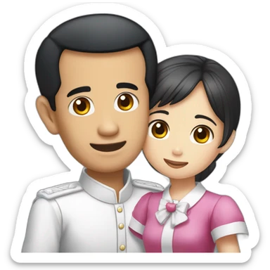 President Jokowi holding anime madoka girl sticker