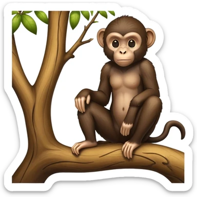 Black monkey sitting on a tree sticker