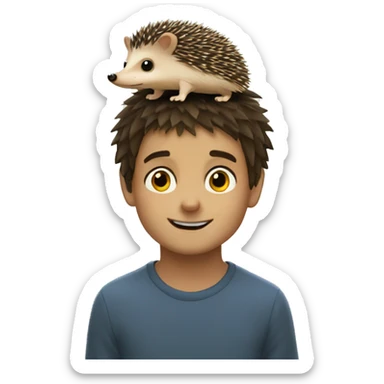 Hedgehog with a boy  sticker