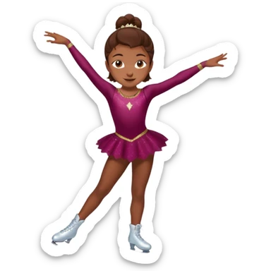 Una patinadora de 12 años y es morena de pelo y lleva un mallott granate con brillos y esta patinando sticker