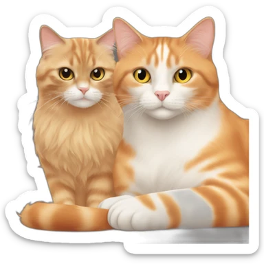 an orange cat and a seal ragdoll cat cuddling sticker