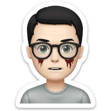 zombie boy with black hair and glasses bitmoji sticker
