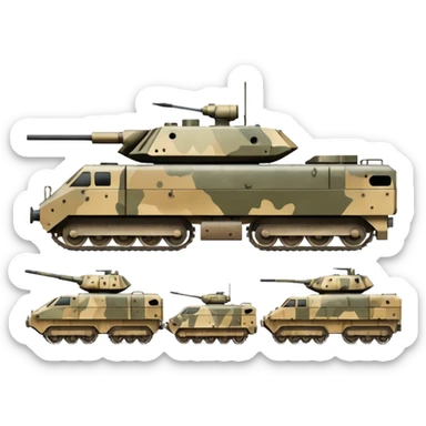 military train transporting armored vehicles sticker