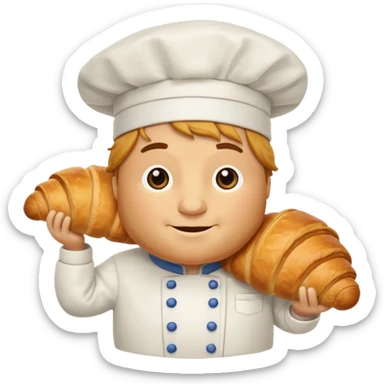 Croissant with a hat sticker