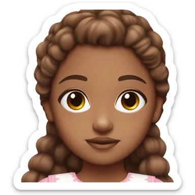 brown doll eyes, brown hair, feminine, pink, girl, angelic sticker