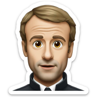 Emmanuel Macron with powder under  his nose sticker