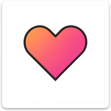 gradient heart icon, modern icon style, clean lines, more angular shape, no text sticker