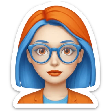 blue skinned orange glassed woman sticker