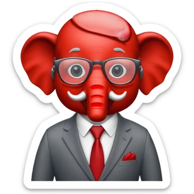 red elephant in a suit and glasses sticker