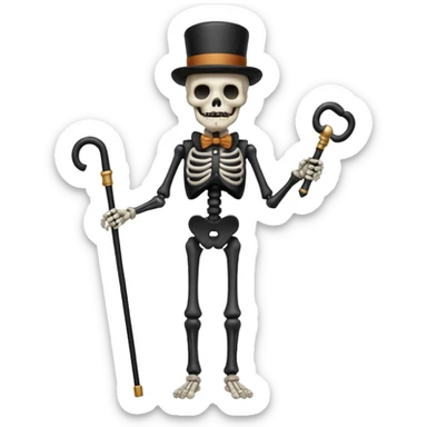 Skeleton with a walking cane and a fancy moustache  sticker