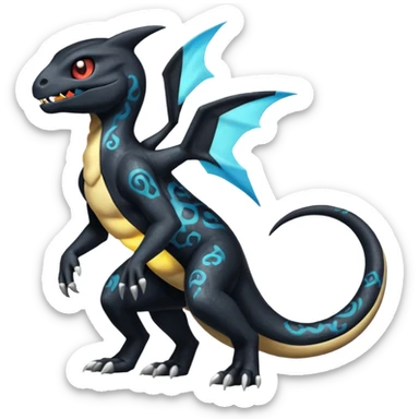 Shiny Duskull-Salandit-Umbreon-Charmeleon-Fakémon-hybrid-creature (full body)  sticker