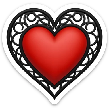 Black and red heart tattoo style sticker