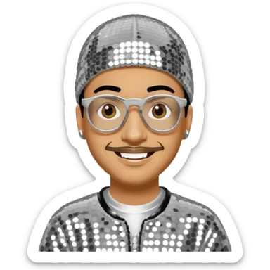 Ali G with silver sequin outfit sticker