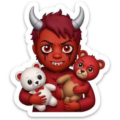 Devil hurting a teddy bear sticker
