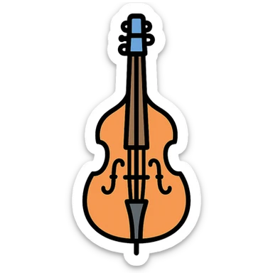 upright bass, outlined, colorful sticker