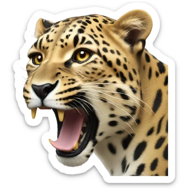 leopard roaring  sticker