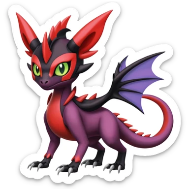 Colorful Cool Badass  Meloetta-Noibat-Noivern-Salandit-Guilmon-Darkrai-Pokémon-Fakémon-fusion-hybrid-creature sticker