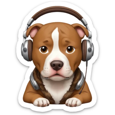pitbull with headphones sticker