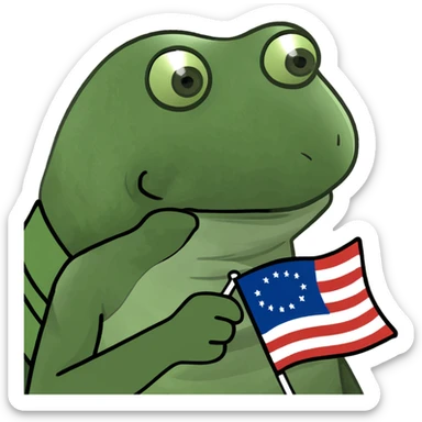 red Pepe the Frog holding Web3 flag with Fogo.io logo, triumphant, cartoonish, bold, meme-inspired, red color palette, witty and playful, Discord sticker sticker