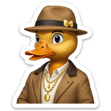 A gangster duck listening to rap music sticker