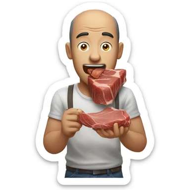 man chewing meat  sticker