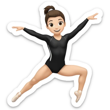 "A gymnast in black outfit with a smile and a look of surprise (normal skin) sticker