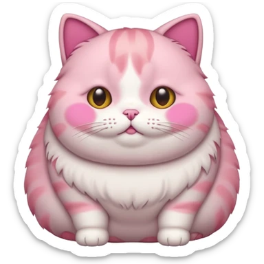 Kawaii Fat cat with short pink fur and short little legs  sticker