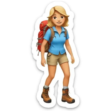 woman hiking in the woods in the sunshine sticker